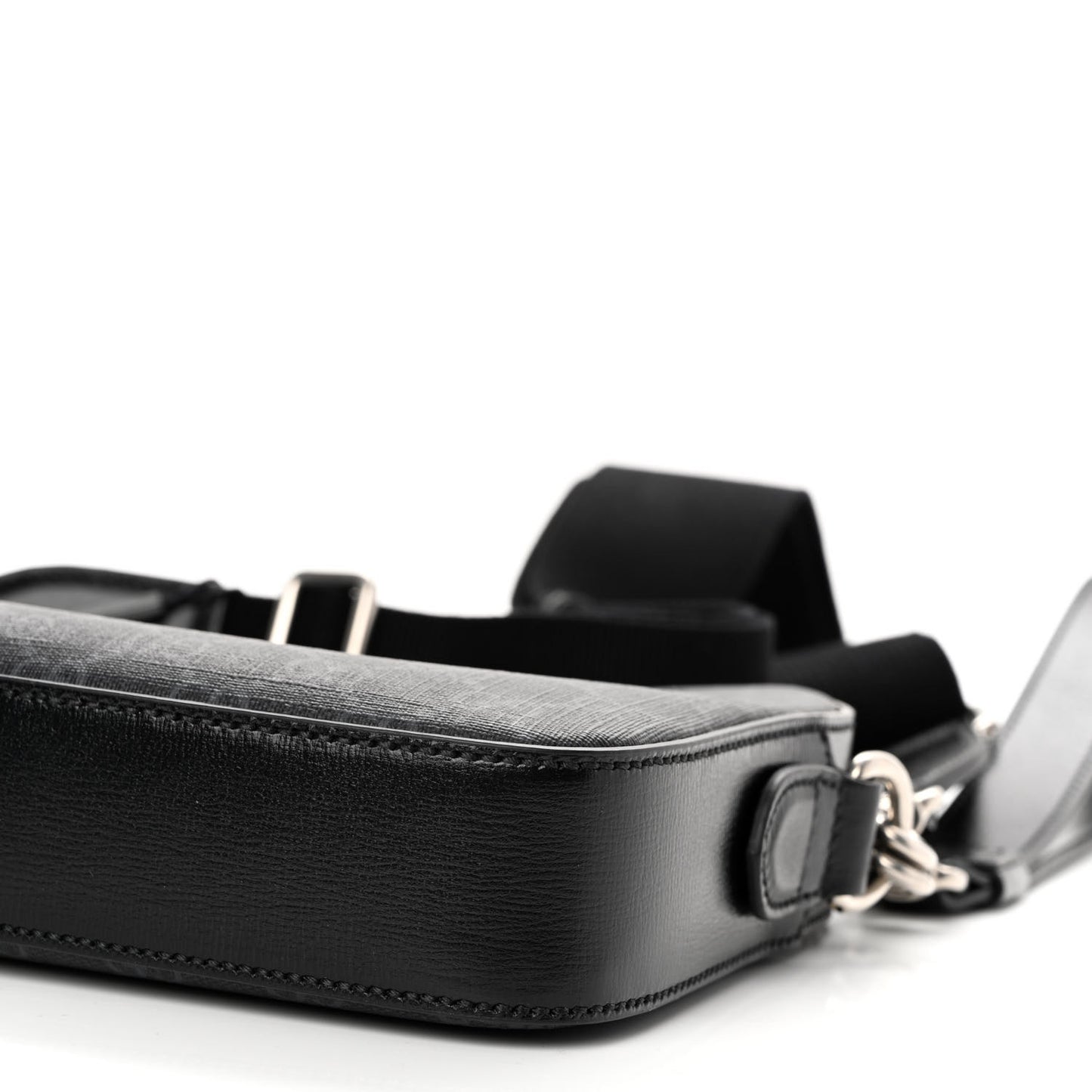 GG Supreme Monogram Azalea Calfskin Retro Interlocking G Wristlet Shoulder Bag Black