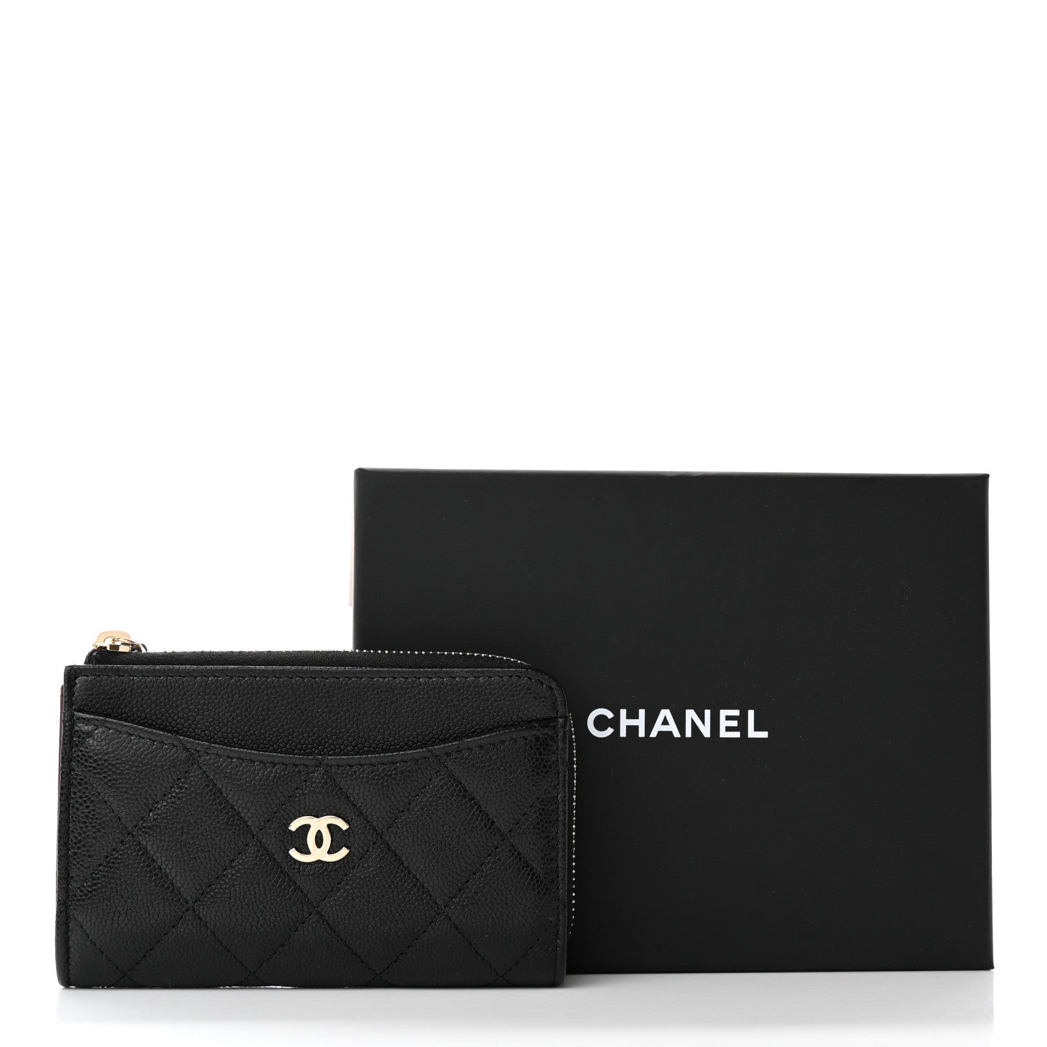 Chanel Caviar Quilted Zip Card Holder Black 9 of 9