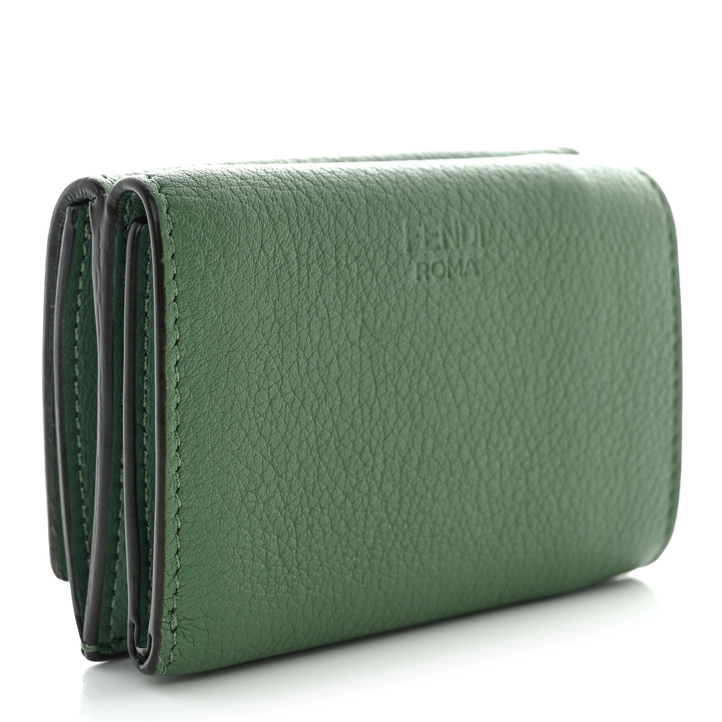 Cuoio Romano Vitello Grace Micro Peekaboo Tri-Fold Wallet Green