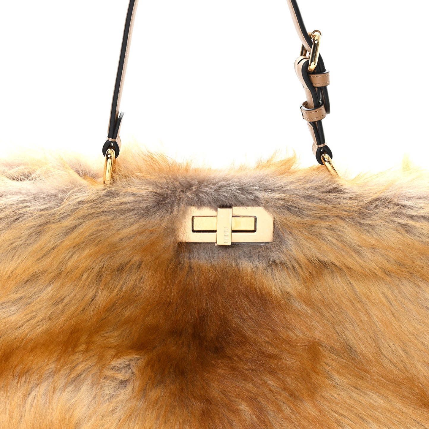 Shearling Suede Large Soft Peekaboo Beige