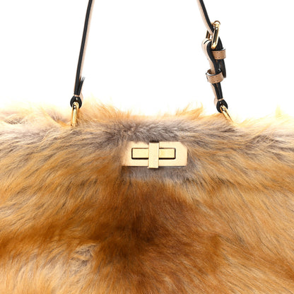 Fendi Shearling Suede Large Soft Peekaboo Beige 7 of 9