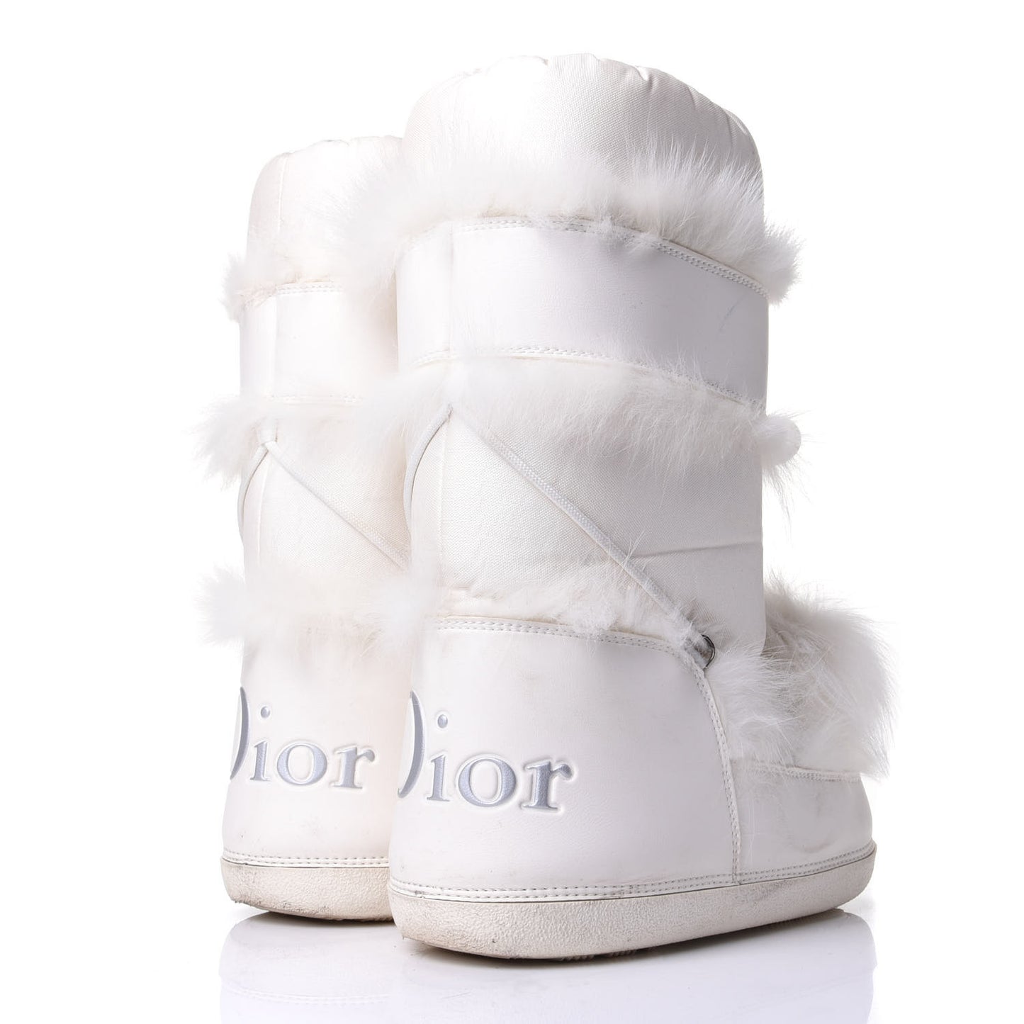 Canvas Calfskin Fur Womens Moon Boots 38-40 White