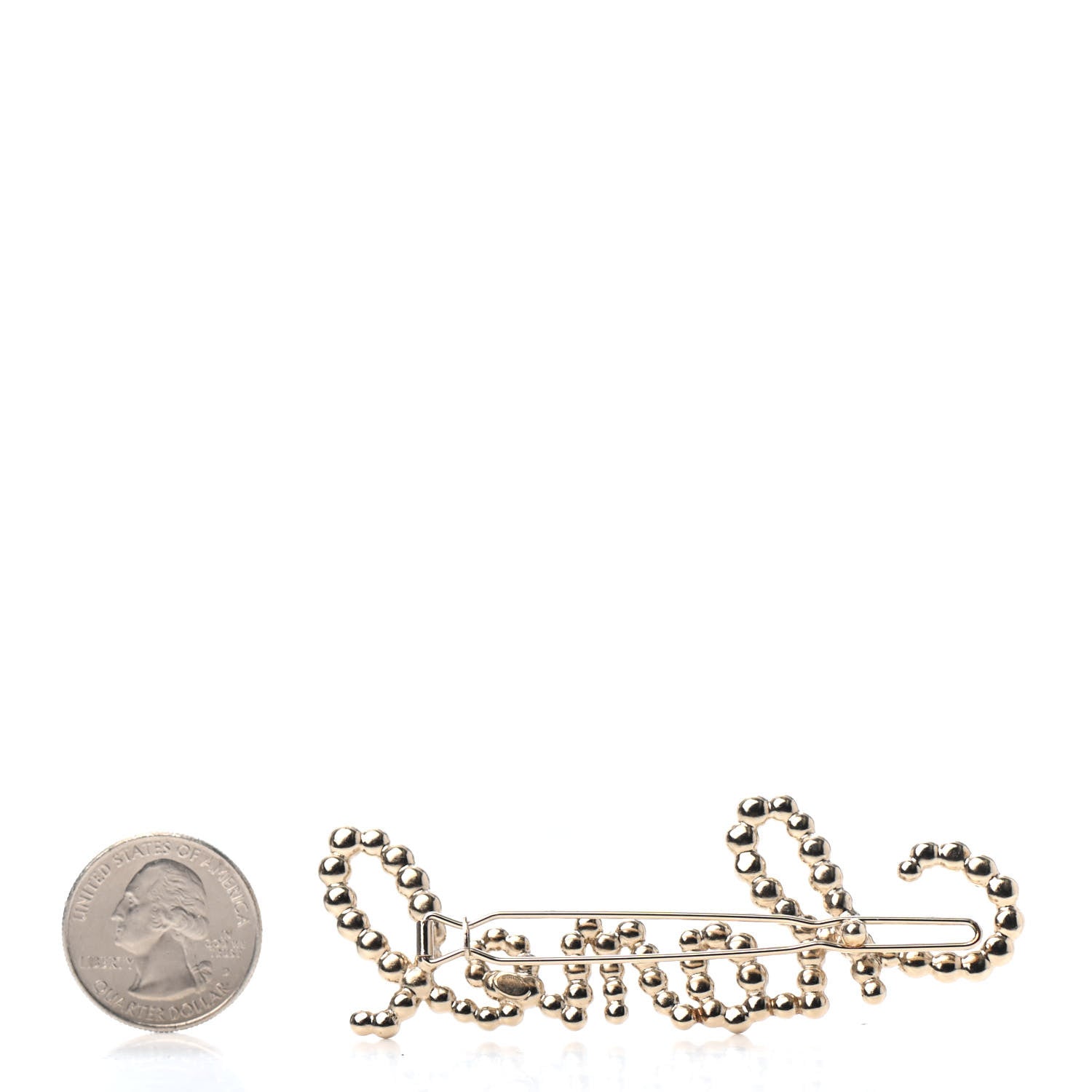 Chanel Metal Glass Swirling Pearls Hair Clip Gold 2 of 3