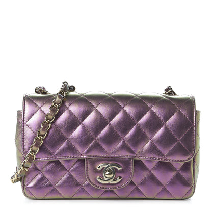 Chanel Iridescent Lambskin Quilted Mini Rectangular Flap Purple 1 of 11