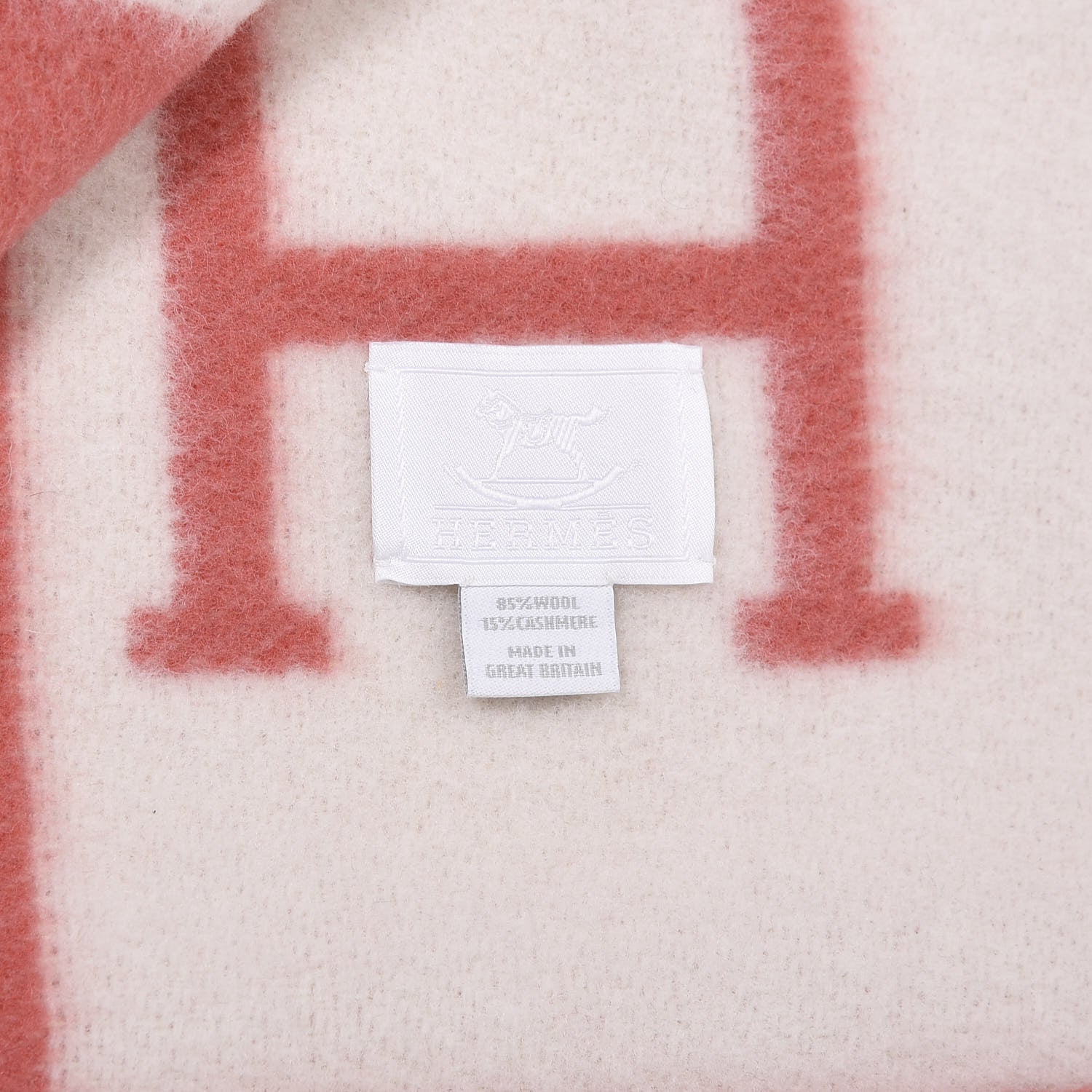 Hermes Wool Cashmere Avalon Baby Blanket Rose Airelle White 3 of 3
