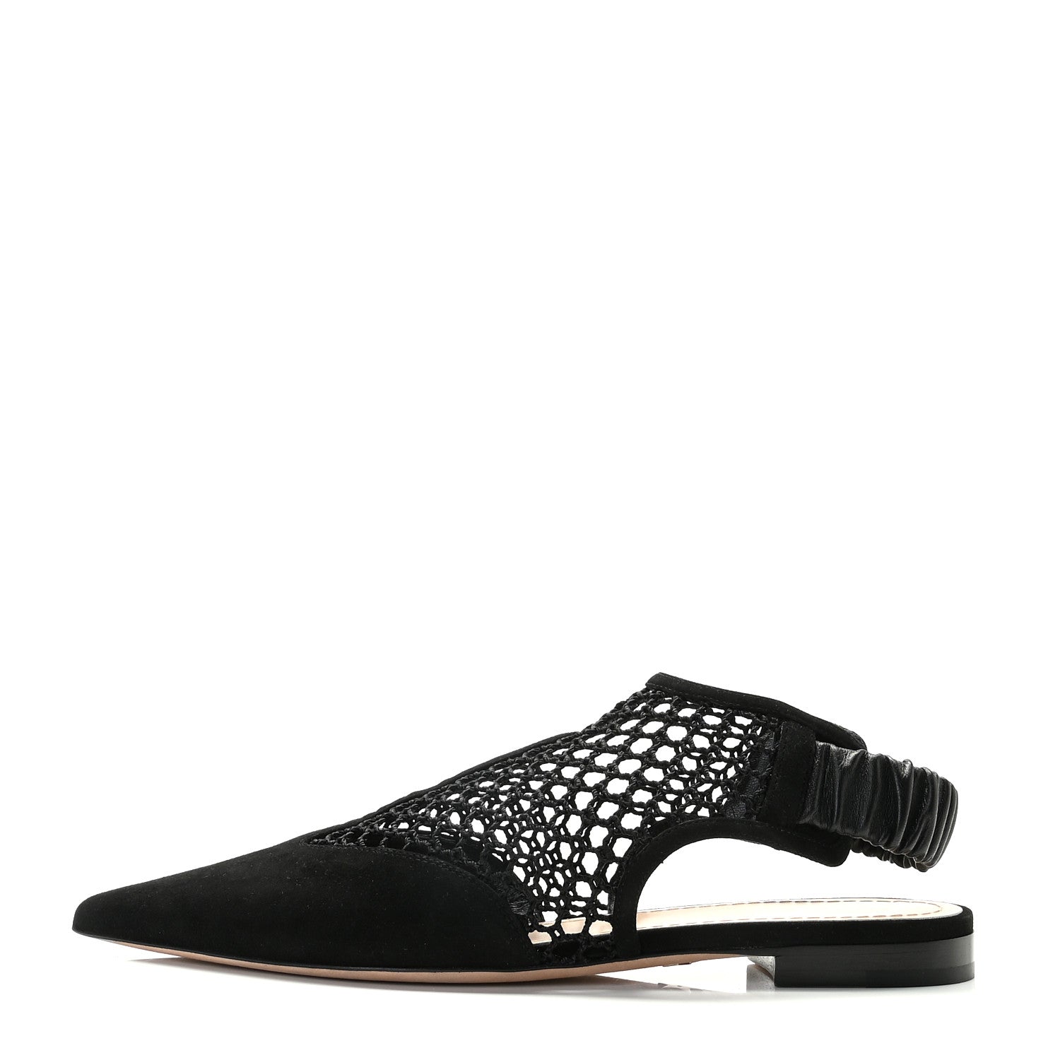 Christian Dior Suede Resille Dior-I Slingback Flats 38 Black 1 of 13