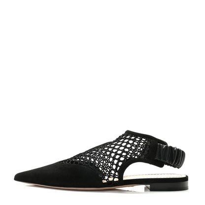 Christian Dior Suede Resille Dior-I Slingback Flats 38 Black 1 of 13