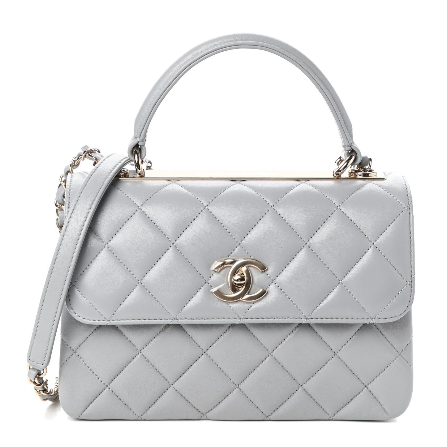 Lambskin Quilted Small Trendy CC Dual Handle Flap Bag Grey