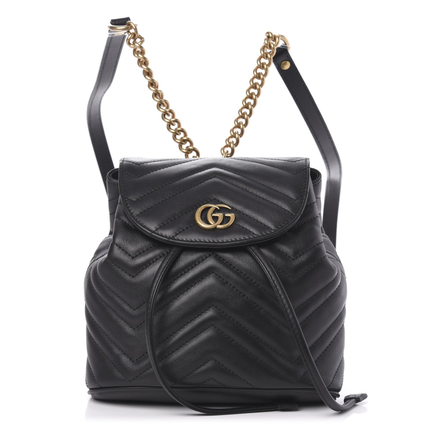 Calfskin Matelasse GG Marmont Flap Backpack Black