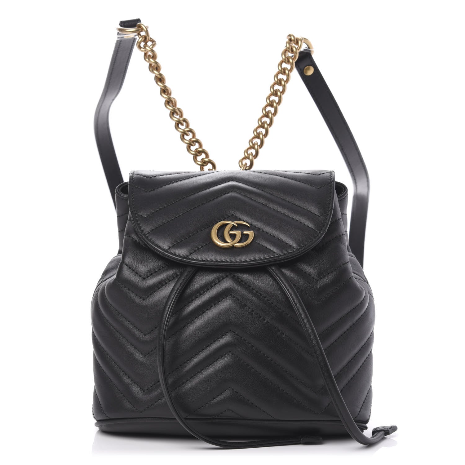Gucci Calfskin Matelasse GG Marmont Flap Backpack Black 1 of 11