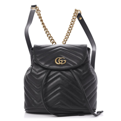 Gucci Calfskin Matelasse GG Marmont Flap Backpack Black 1 of 11