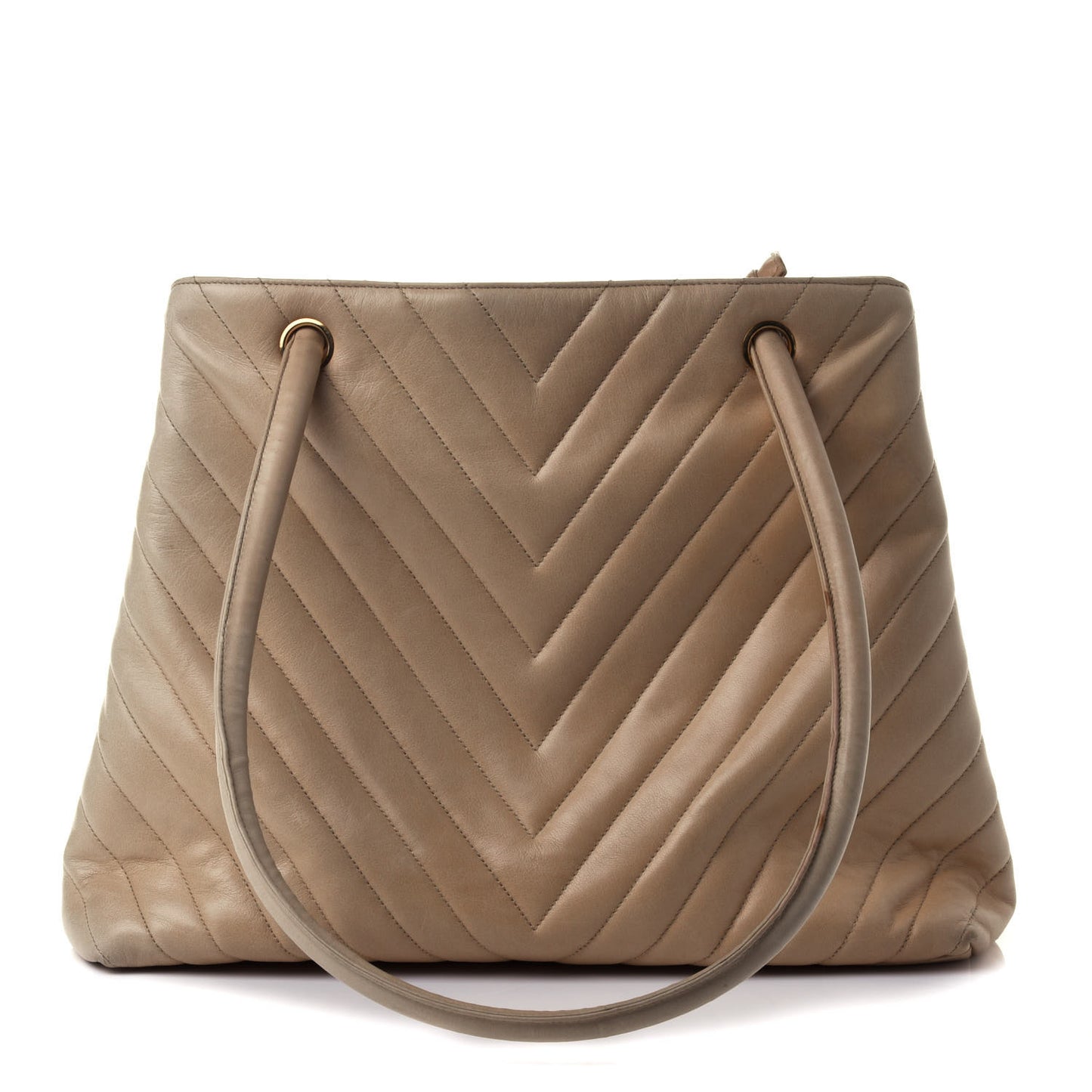 Lambskin Chevron Quilted Shoulder Bag Beige