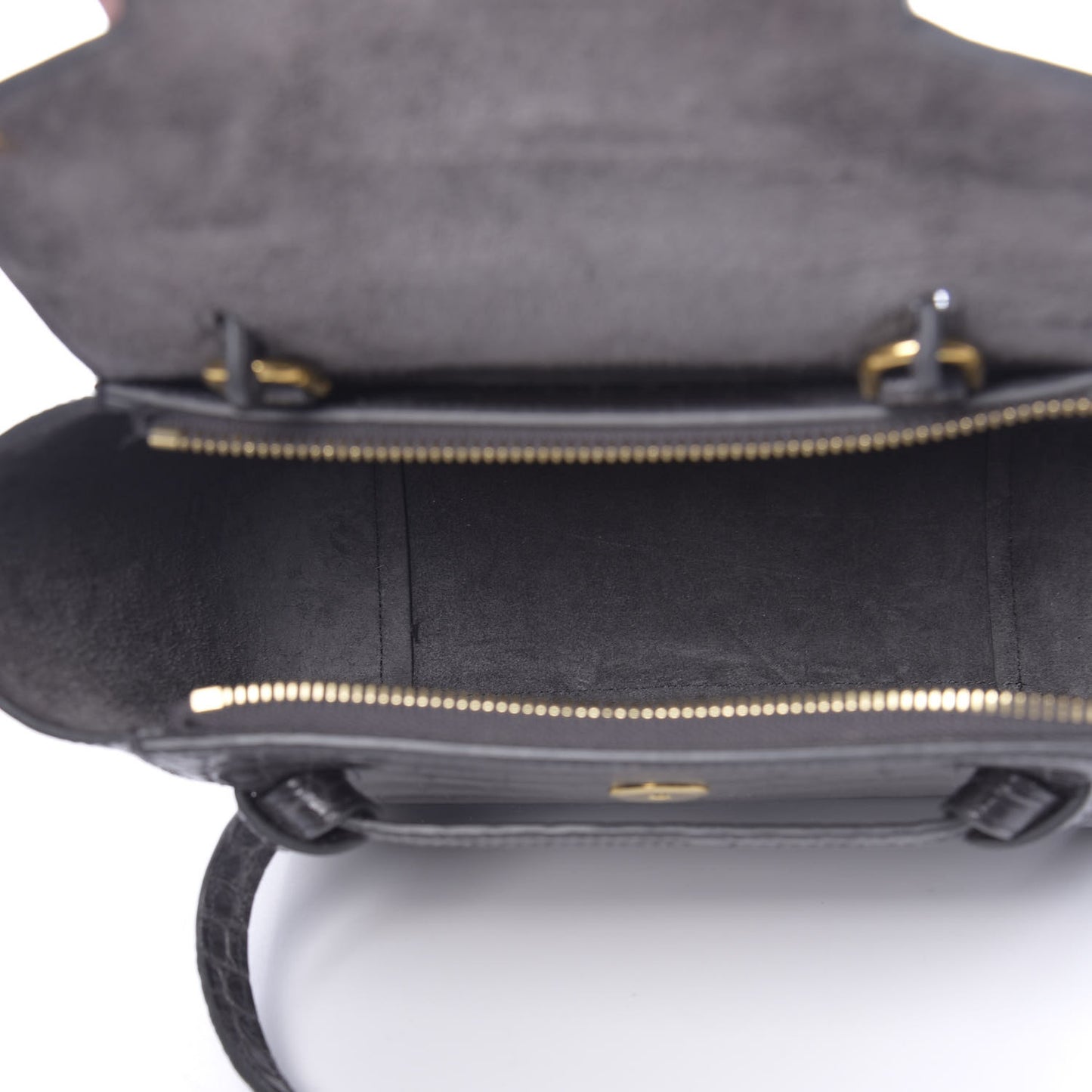 Calfskin Crocodile Embossed Nano Belt Bag Grey