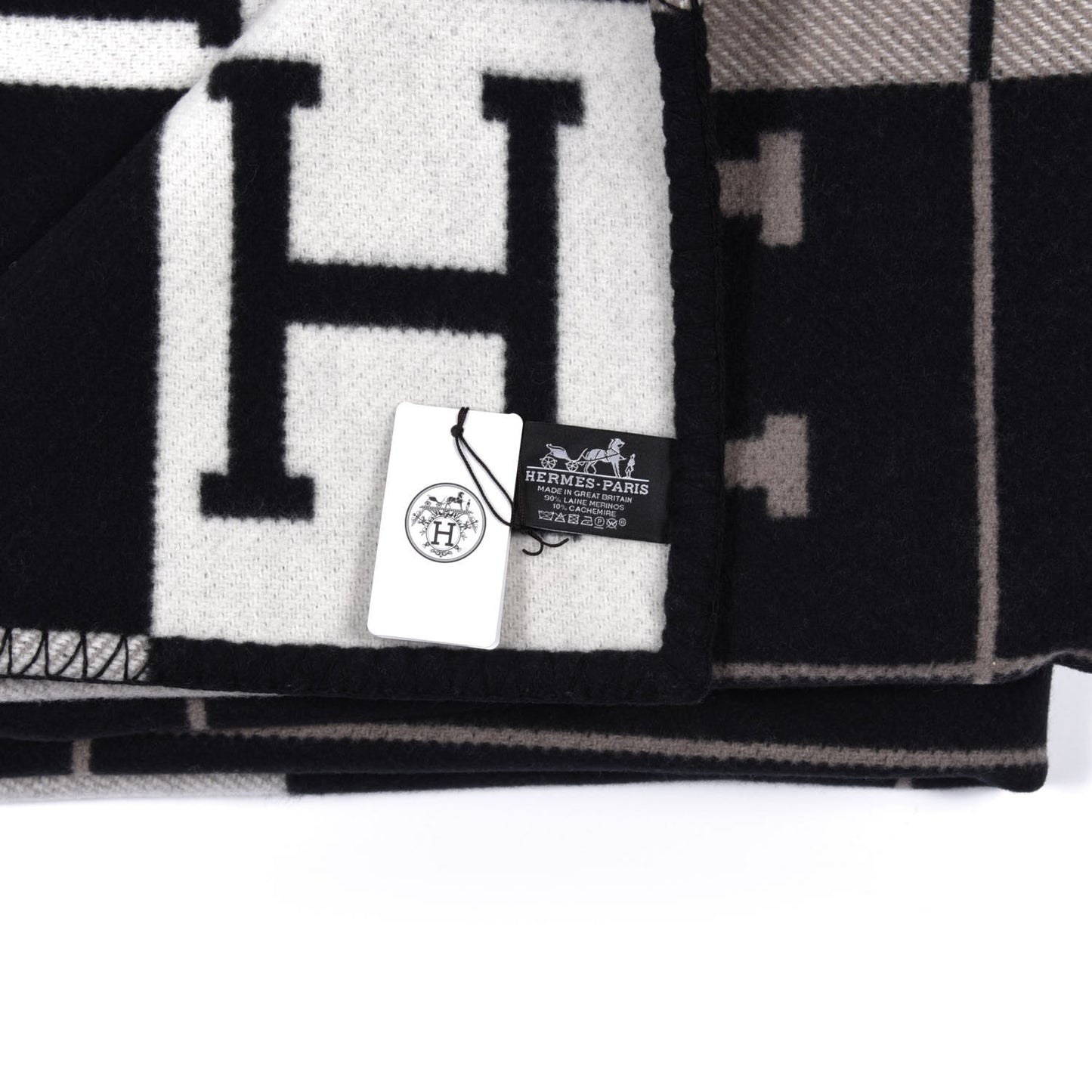 Wool Cashmere Avalon III Blanket Ecru Black