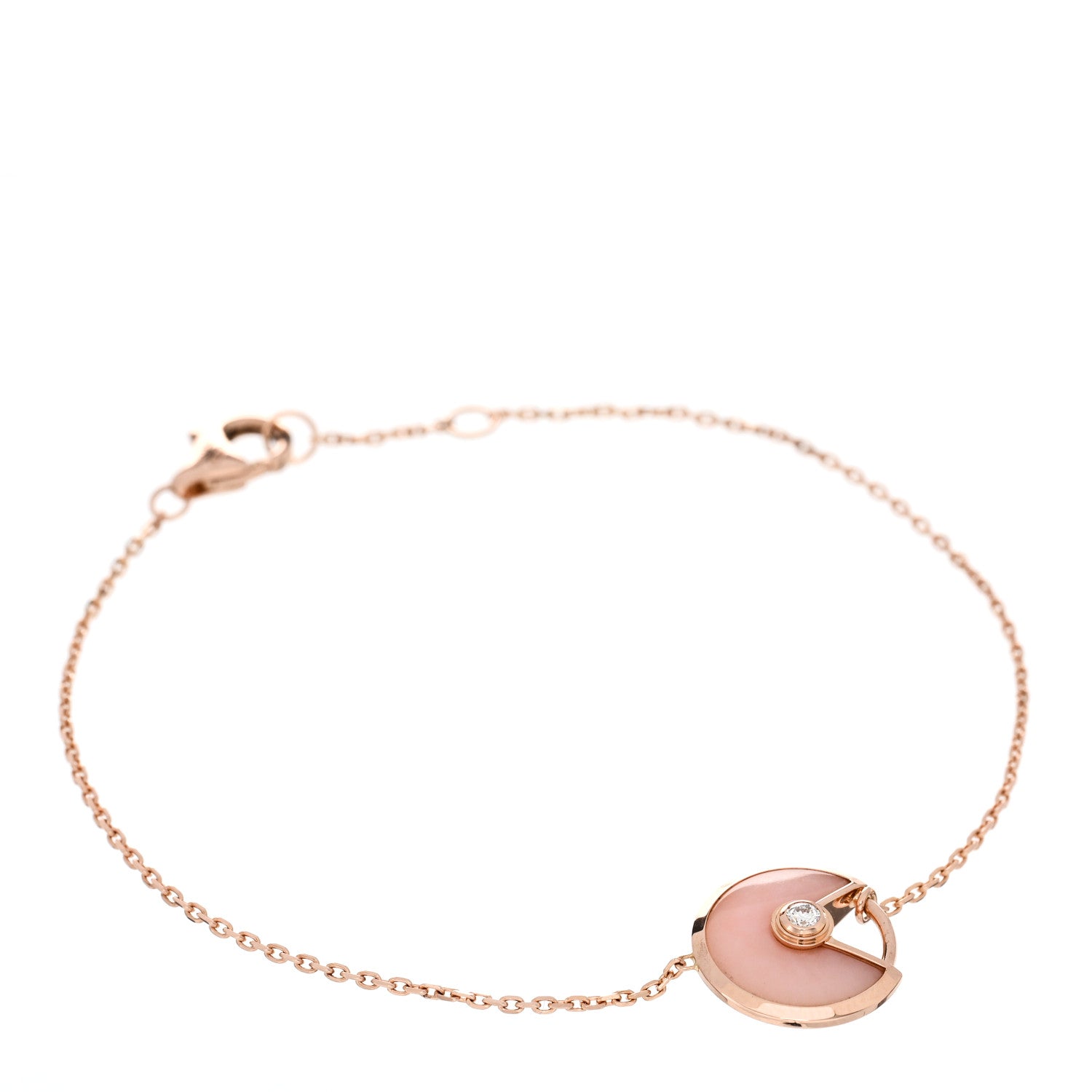 Cartier 18K Pink Gold Diamond Pink Opal Amulette de Cartier Bracelet 1 of 3