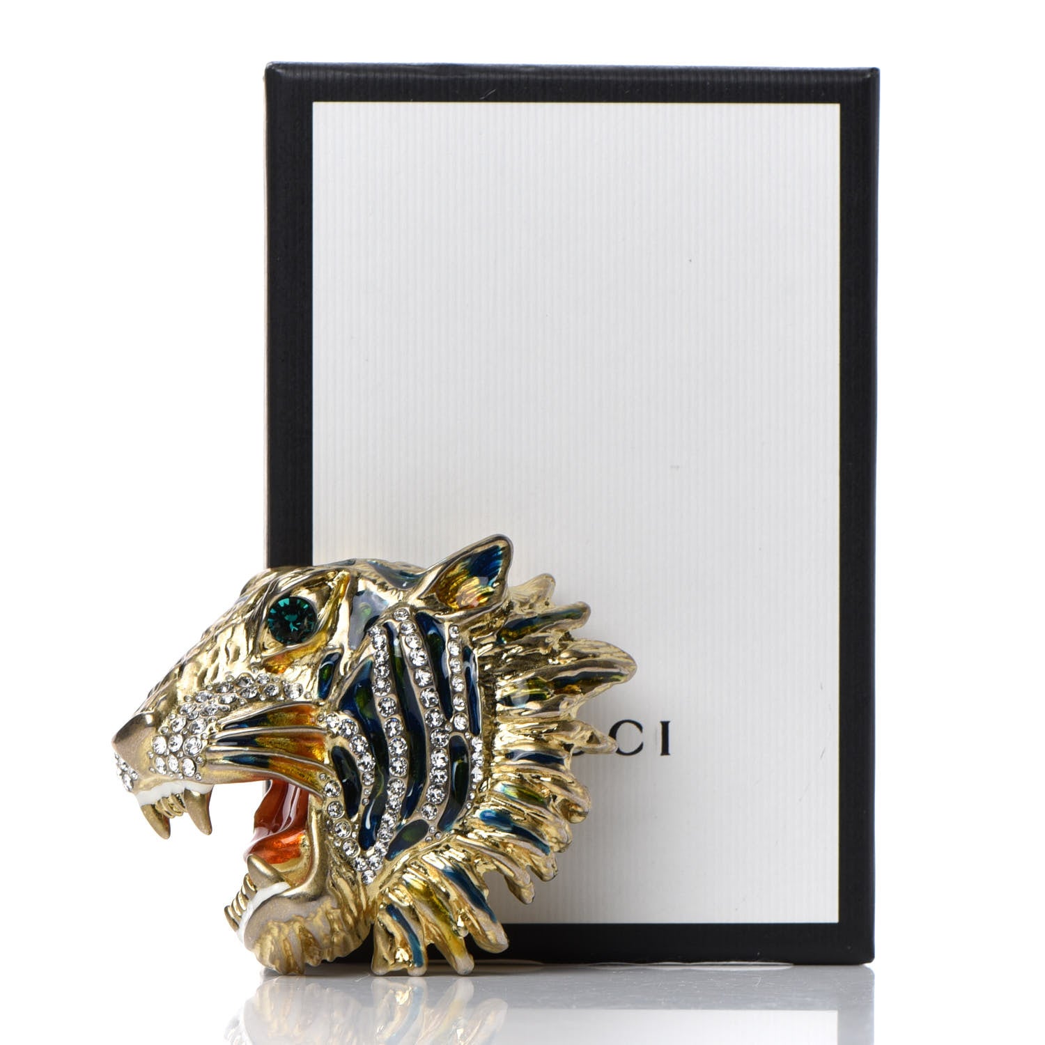Gucci Metal Crystal Rajah Brooch Gold 5 of 5