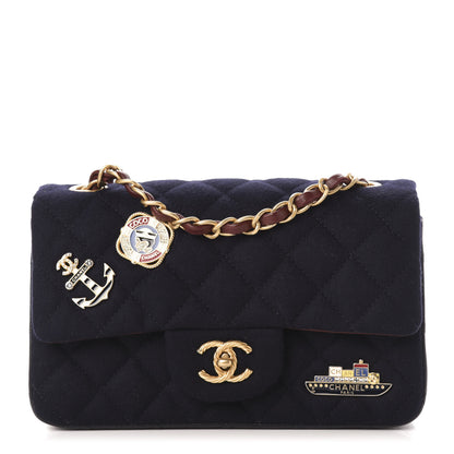 Chanel Felt Quilted Paris-Hamburg Charms Mini Rectangular Flap Dark Navy 1 of 13