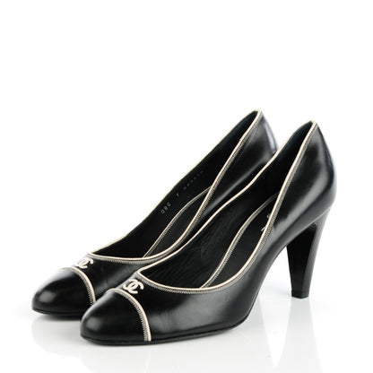 Chanel Lambskin CC Cap Toe Pumps 42 Black White 3 of 10