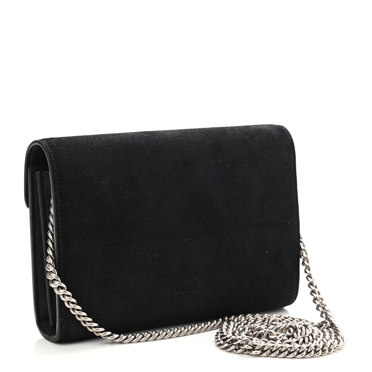 Suede Mini Dionysus Chain Wallet Black