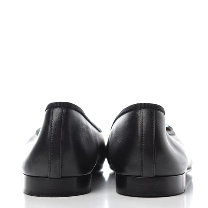 Chanel Lambskin Patent Cap Toe Ballerina Flats 37 Black 7 of 11