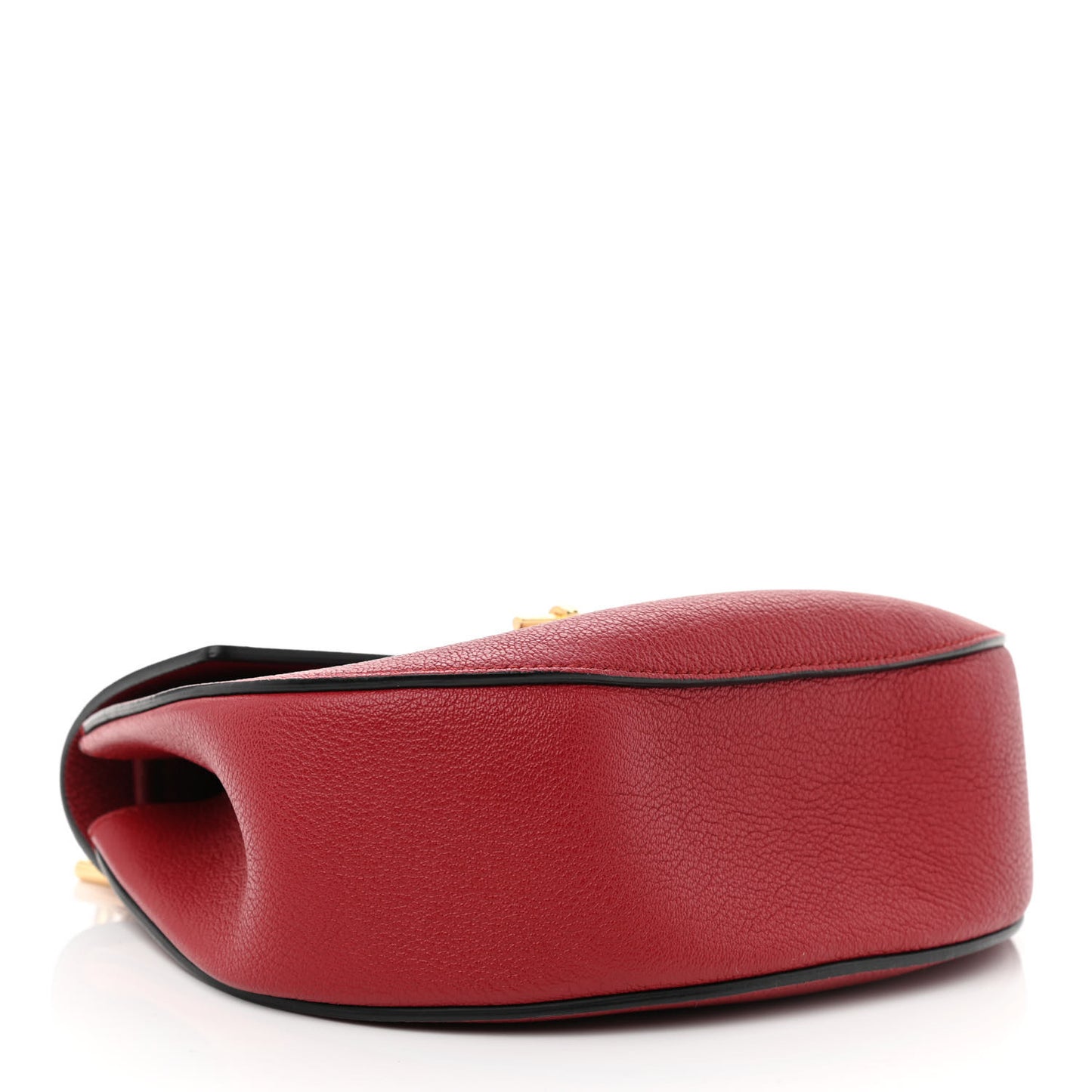Grained Calfskin Lambskin Drew Shoulder Bag Red