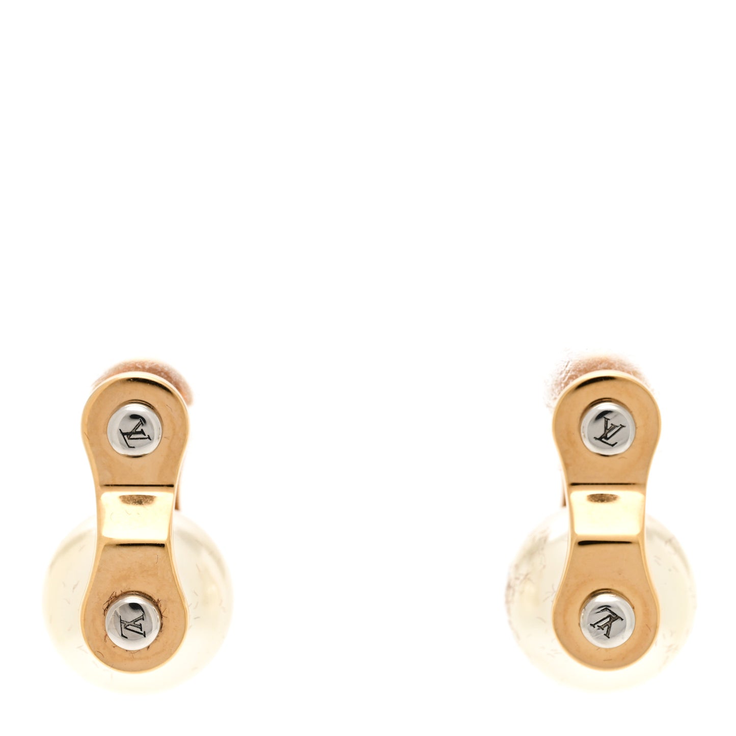 Metal Pearl LV Speedy Earrings Gold