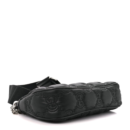 Gucci Nylon Calfskin Enamel GG Matelasse Chain Handbag Black 4 of 10