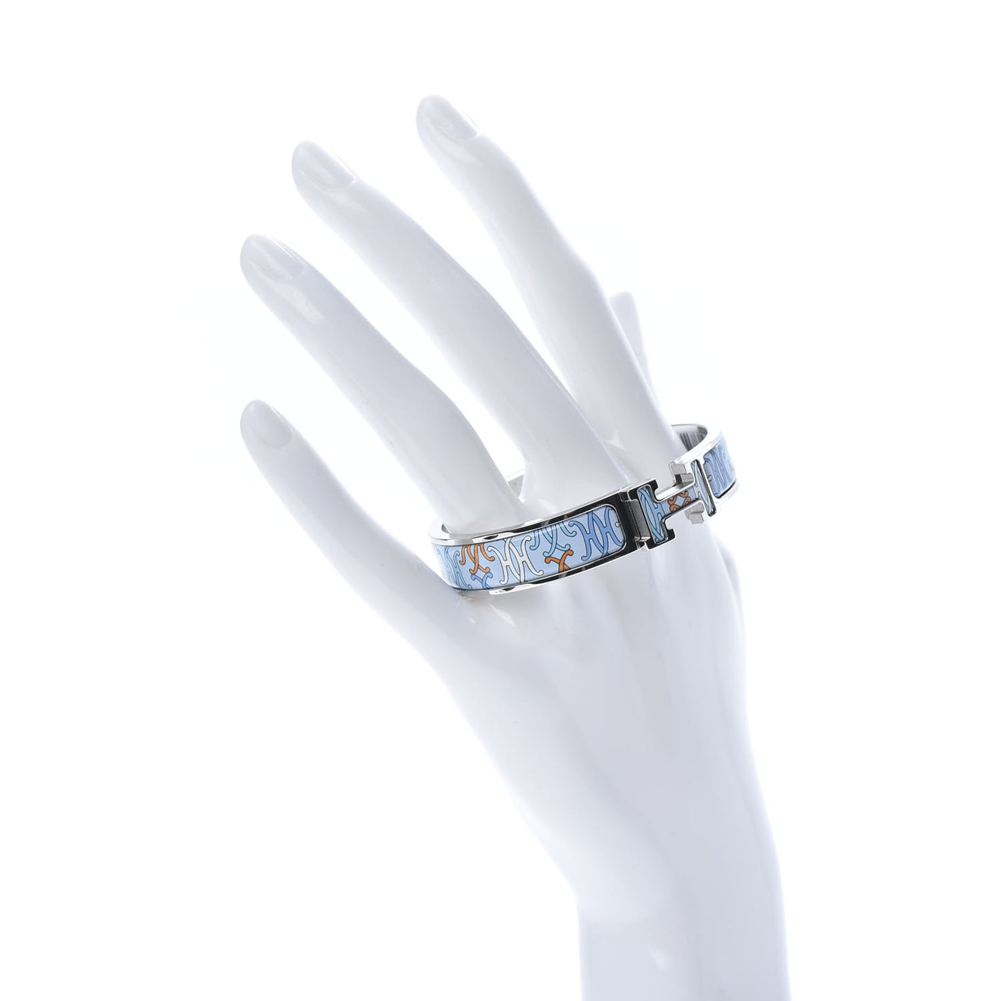 Enamel Narrow Print H Lift Clic Clac H Bracelet PM Orange Blue