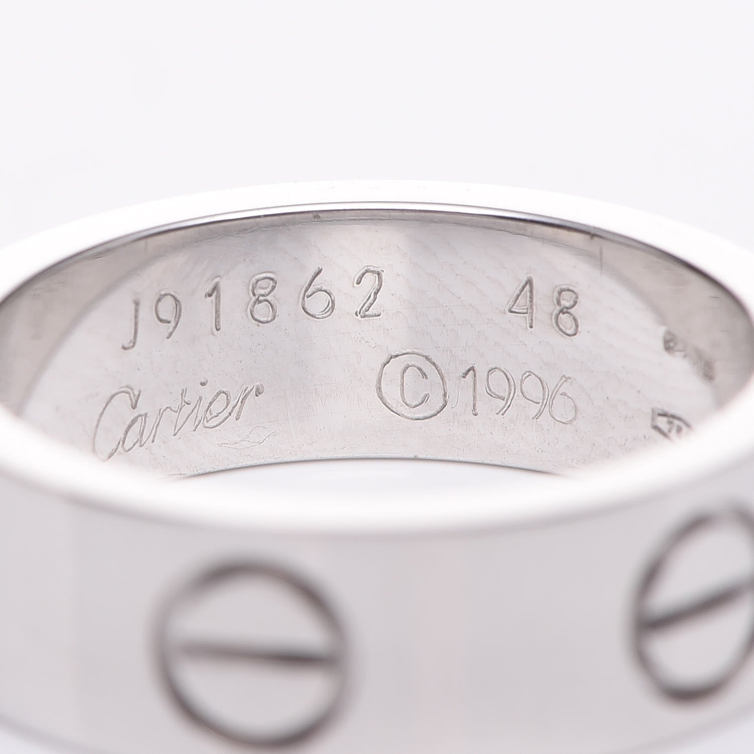 Cartier 18K White Gold 5.5mm LOVE Ring 48 4.5 4 of 5