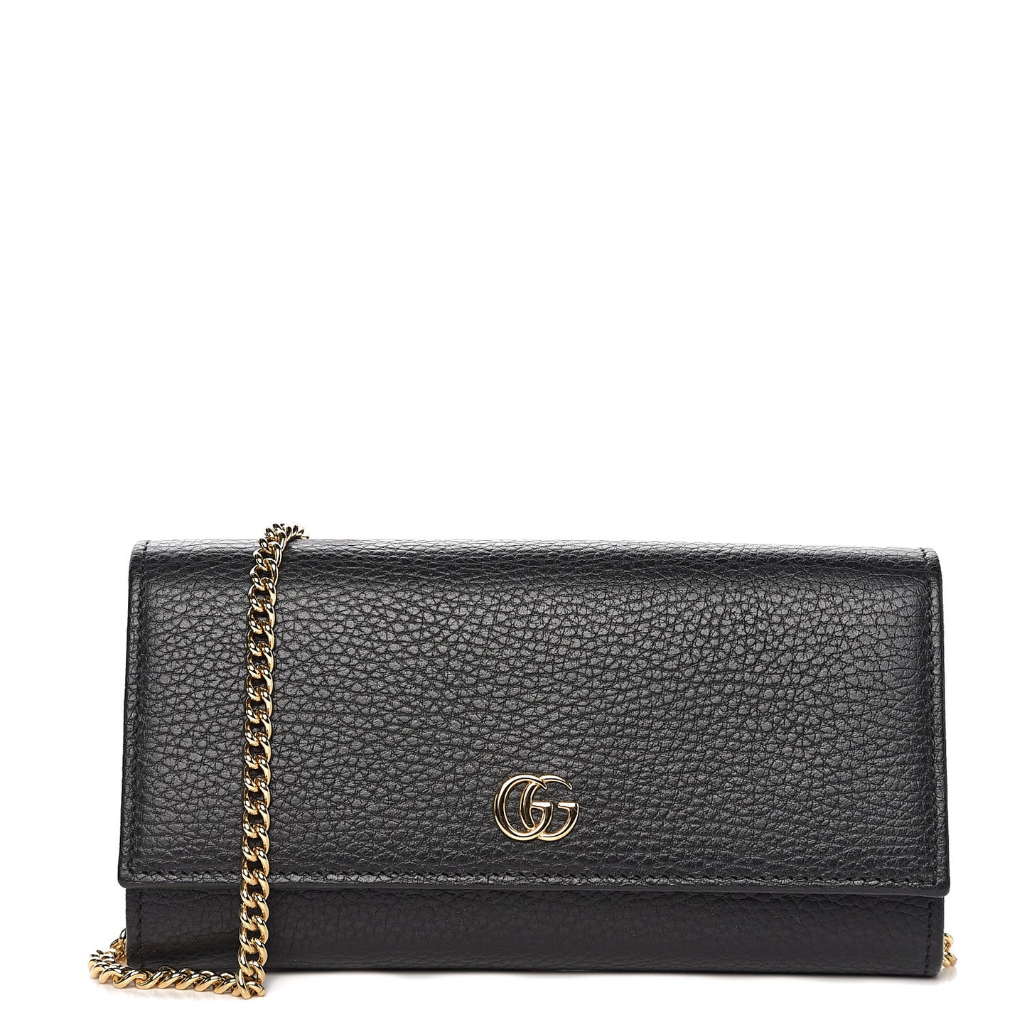 Calfskin Petite GG Marmont Wallet Chain Bag Black