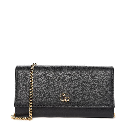 Gucci Calfskin Petite GG Marmont Wallet Chain Bag Black 1 of 10