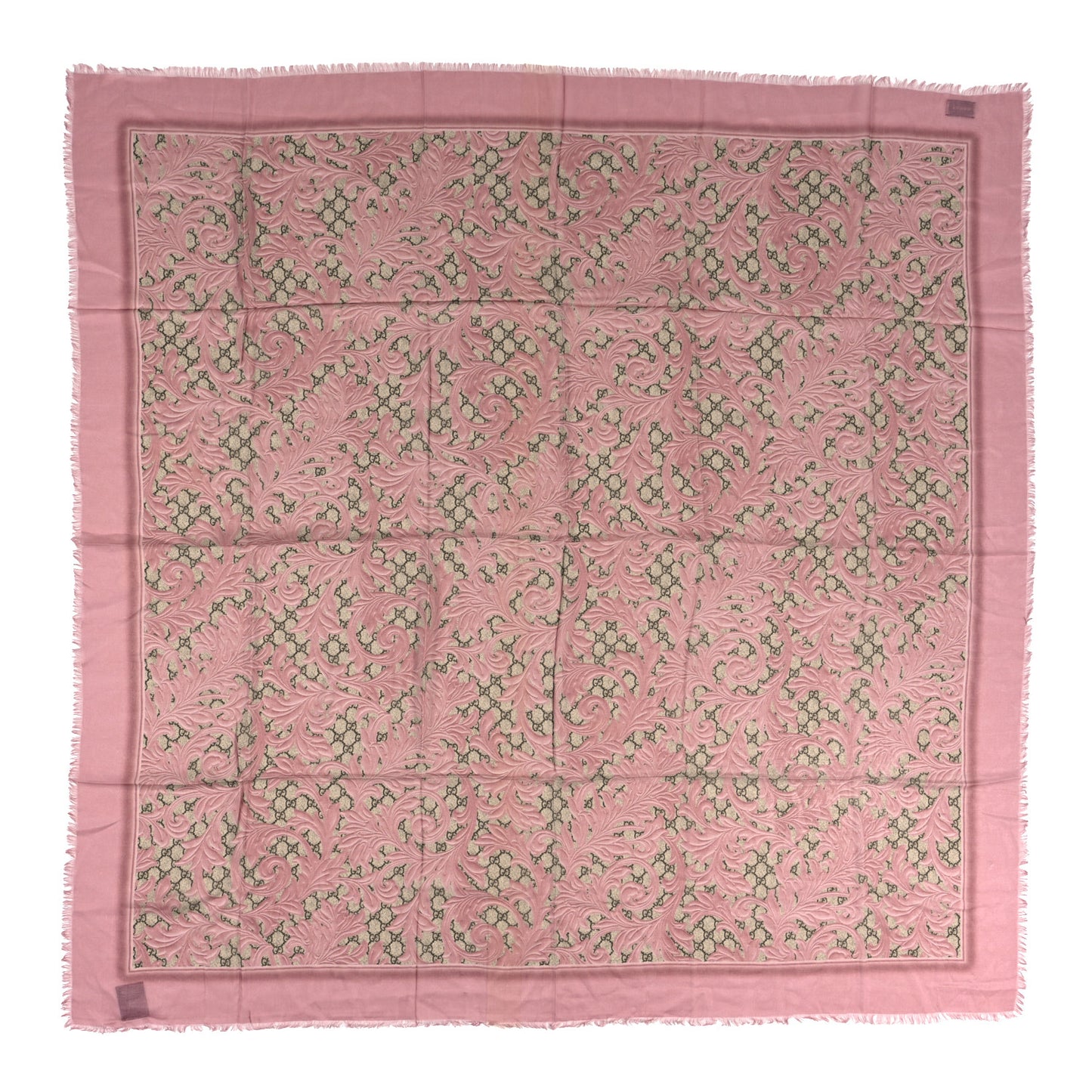 Modal Silk GG Monogram Big Arabesque Shawl Beige Pink