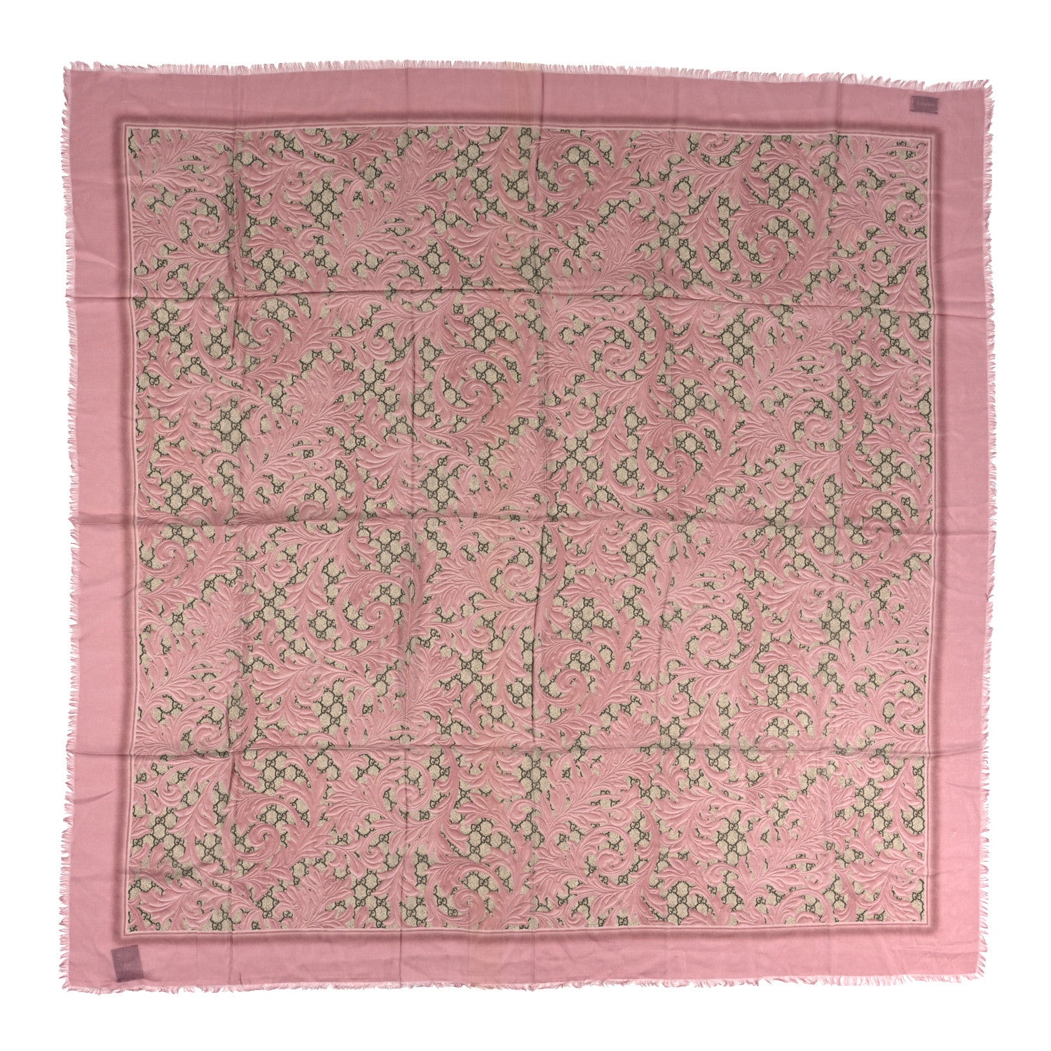 Gucci Modal Silk GG Monogram Big Arabesque Shawl Beige Pink 1 of 3