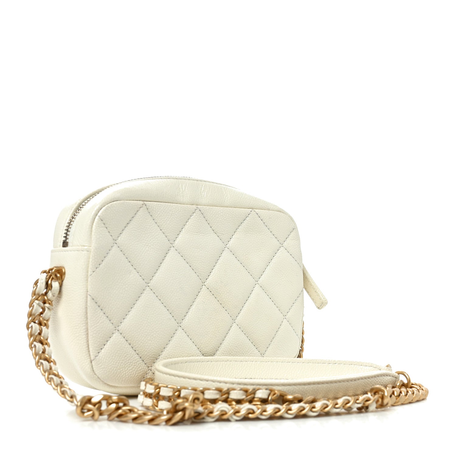 Chanel Shiny Caviar Quilted Chain Melody Camera Bag White 3 of 11