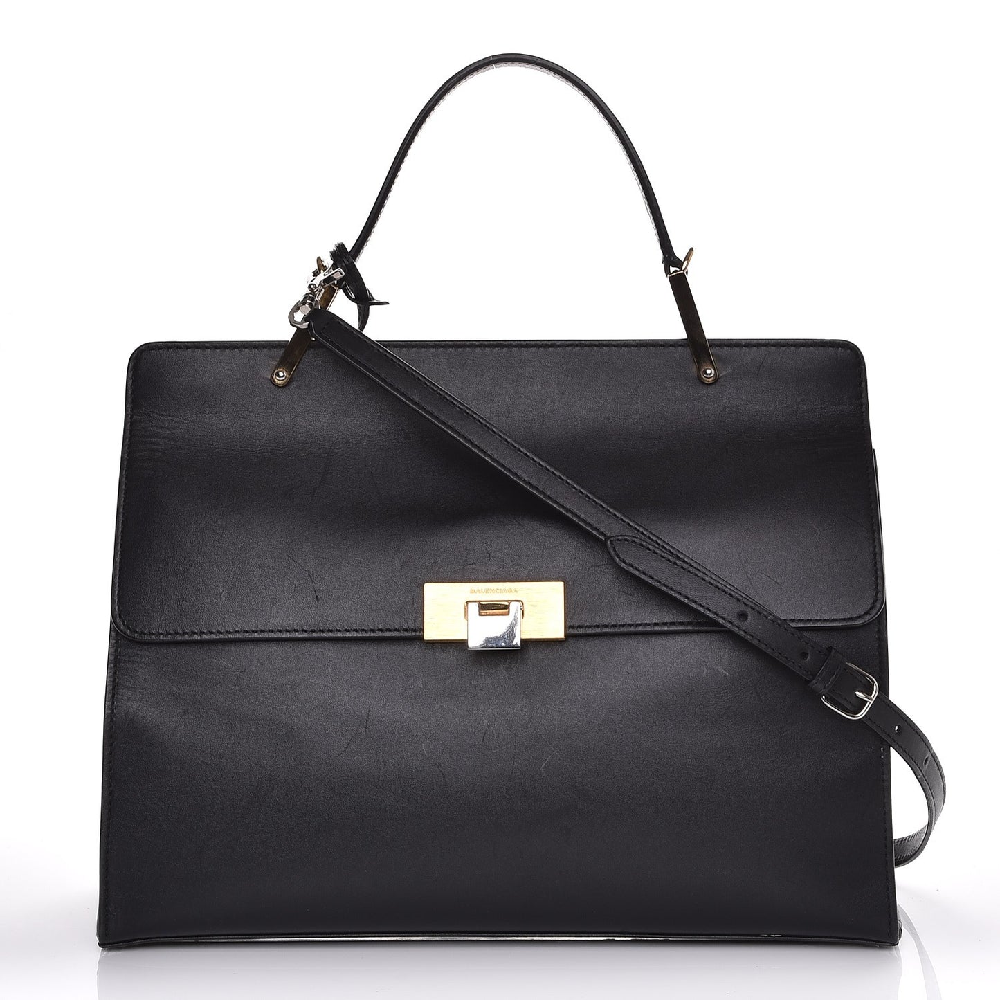 Smooth Calfskin Le Dix M Cartable Shoulder Bag Black