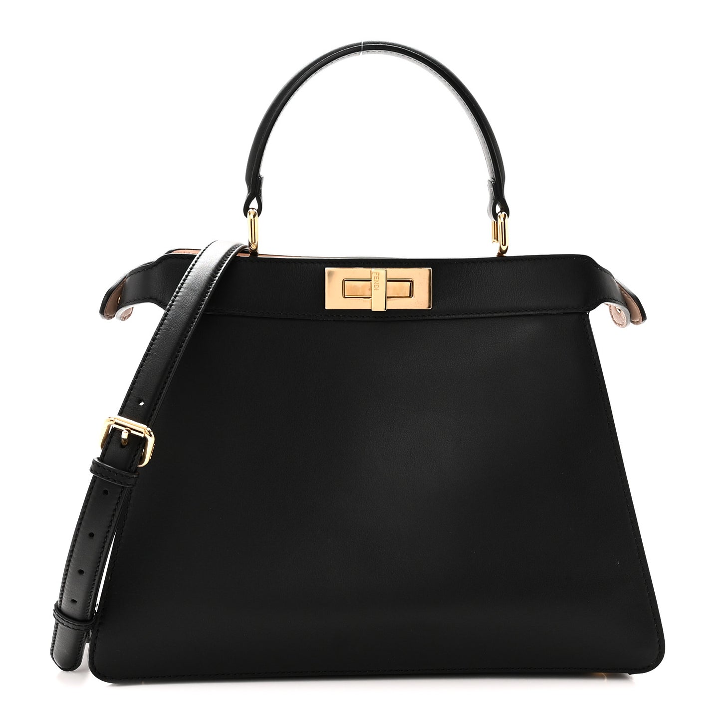 Vitello Seta Shiny Nappa Medium Peekaboo I SEE U Satchel Black Light Rose