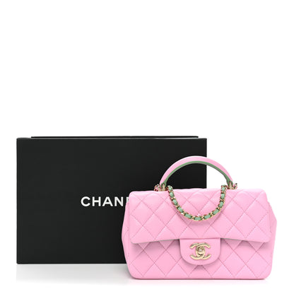 Chanel Lambskin Quilted Mini Top Handle Rectangular Flap Lilac Light Green 10 of 10