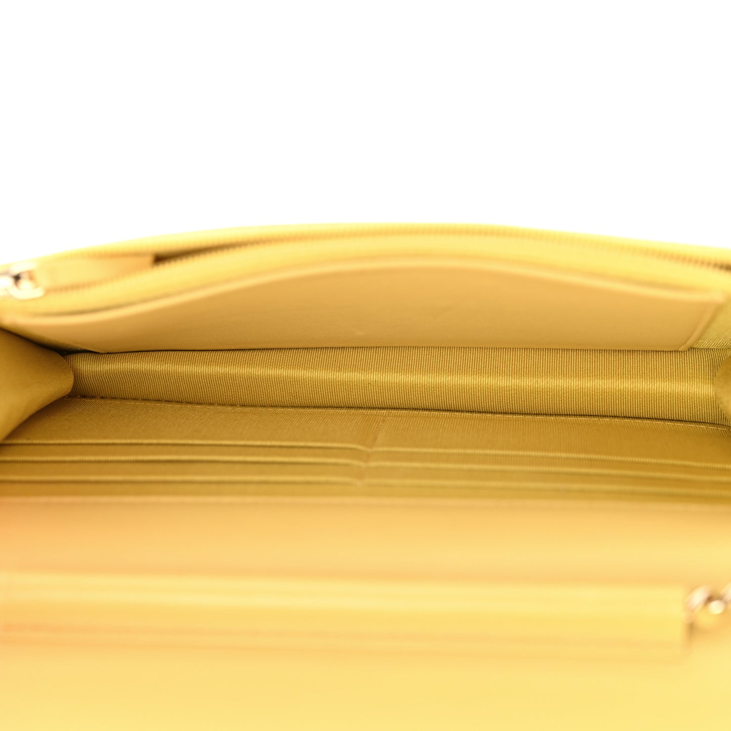 Lambskin Chevron Quilted Wallet On Chain WOC Yellow