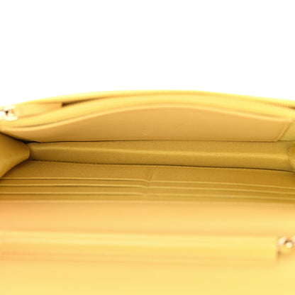 Chanel Lambskin Chevron Quilted Wallet On Chain WOC Yellow 5 of 12