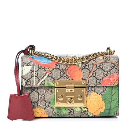 Gucci GG Supreme Monogram Tian Small Padlock Shoulder Bag Beige Multicolor New Acero 1 of 13