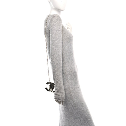 Chanel Metal Lambskin CC Mirror Crossbody Necklace Silver White 2 of 6