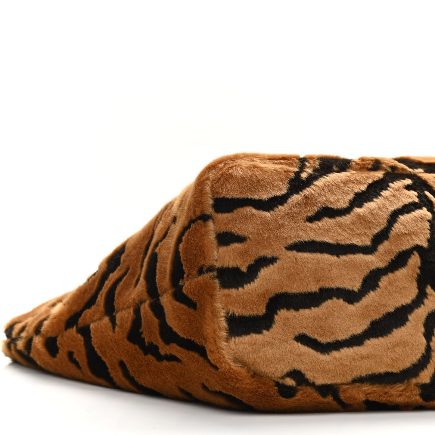 Faux Pellicciotto Tiger Fur Print Studded Beatrice Tote Black