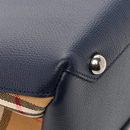 Burberry Derby Calfskin Vintage Check Medium Banner Tote Regency Blue 11 of 11