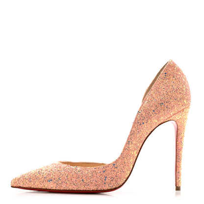Christian Louboutin Patent Glitter Iriza 100 Pumps 39 Peach 1 of 10