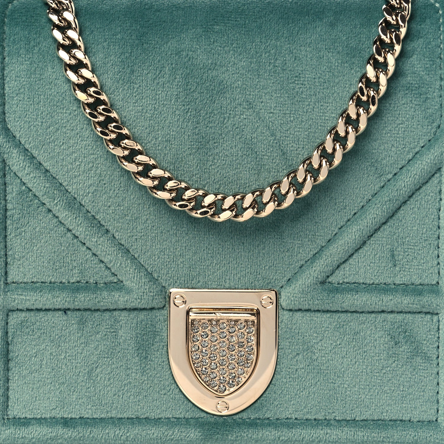 Christian Dior Velvet Diorama Wallet On Chain Pouch Water Blue 7 of 10