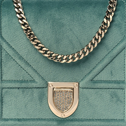 Christian Dior Velvet Diorama Wallet On Chain Pouch Water Blue 7 of 10