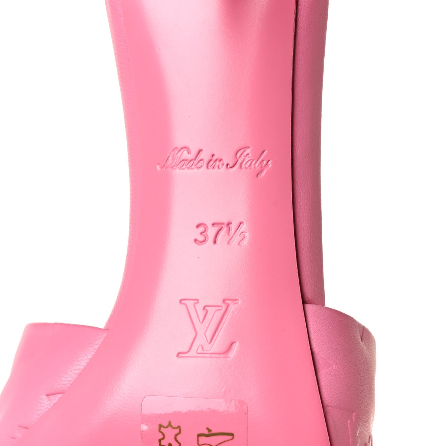 Louis Vuitton Lambskin Embossed Monogram Revival Mules 37.5 Rose Pop 6 of 9