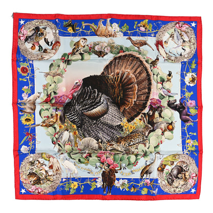 Hermes Silk Faune Et Flore Du Texas Scarf 90 Bleu 1 of 4