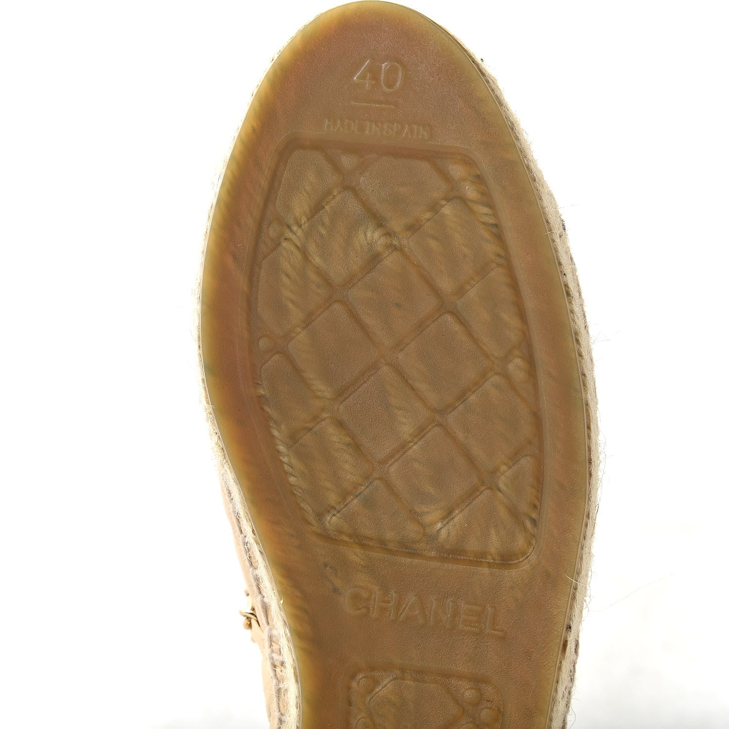 Chanel Lambskin Grosgrain Chain Quilted CC Espadrilles 40 Beige Black 8 of 9