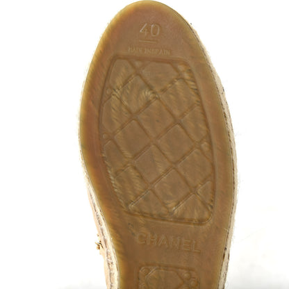 Chanel Lambskin Grosgrain Chain Quilted CC Espadrilles 40 Beige Black 8 of 9